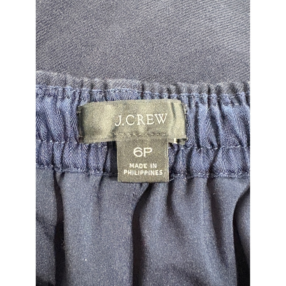 J.Crew Navy Blue Wool Blend Pull On Wide Leg Pants 6P BA247 Drawstring Trousers - Picture 3 of 5